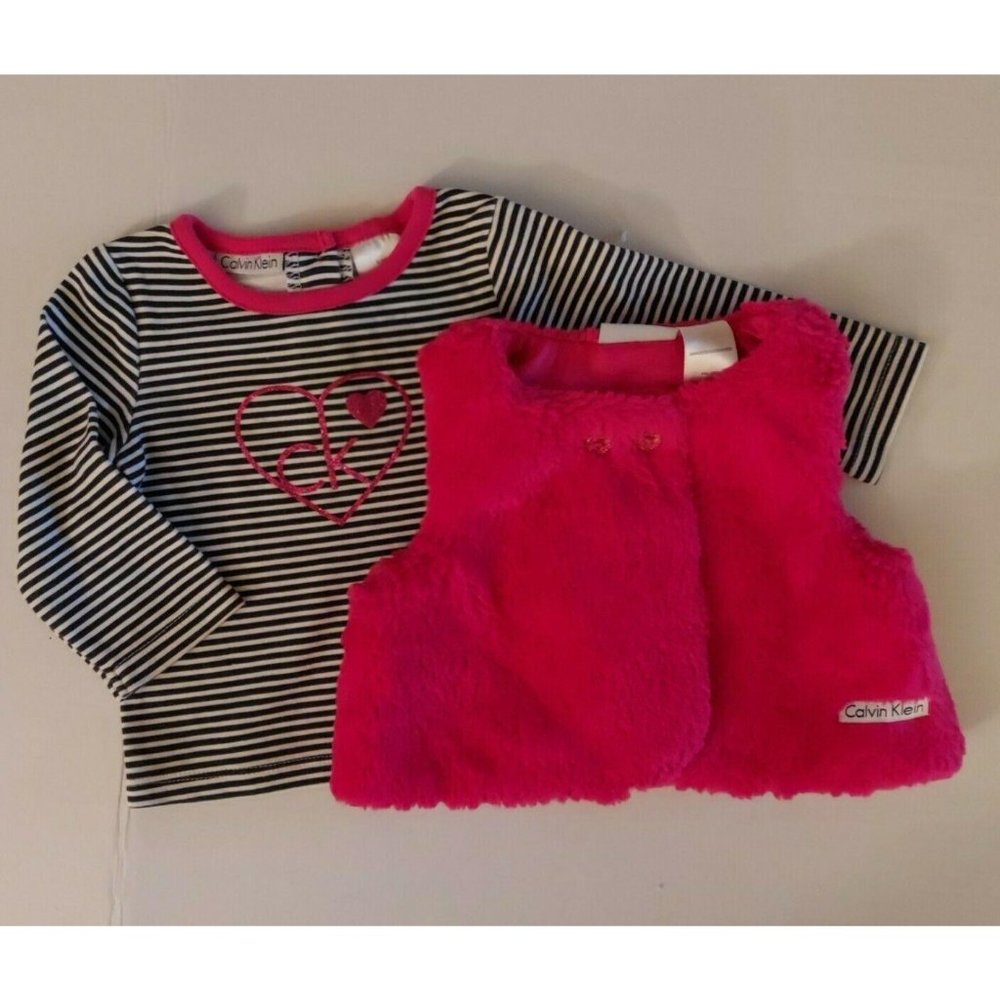 Calvin Klein 3-6 mo Baby Girl CK Shirt Pink Vest